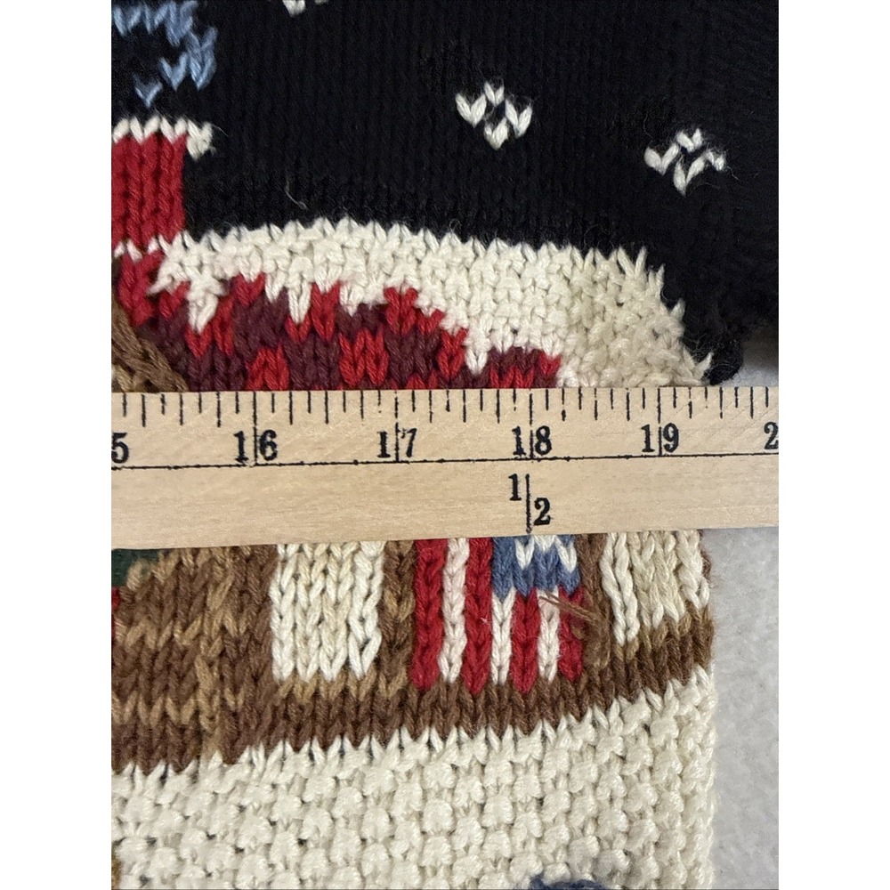 Vtg 90's Christmas Sweater Women's PMed 3D Patriotic Bear Skiing American Beaded - Picture 10 of 16
